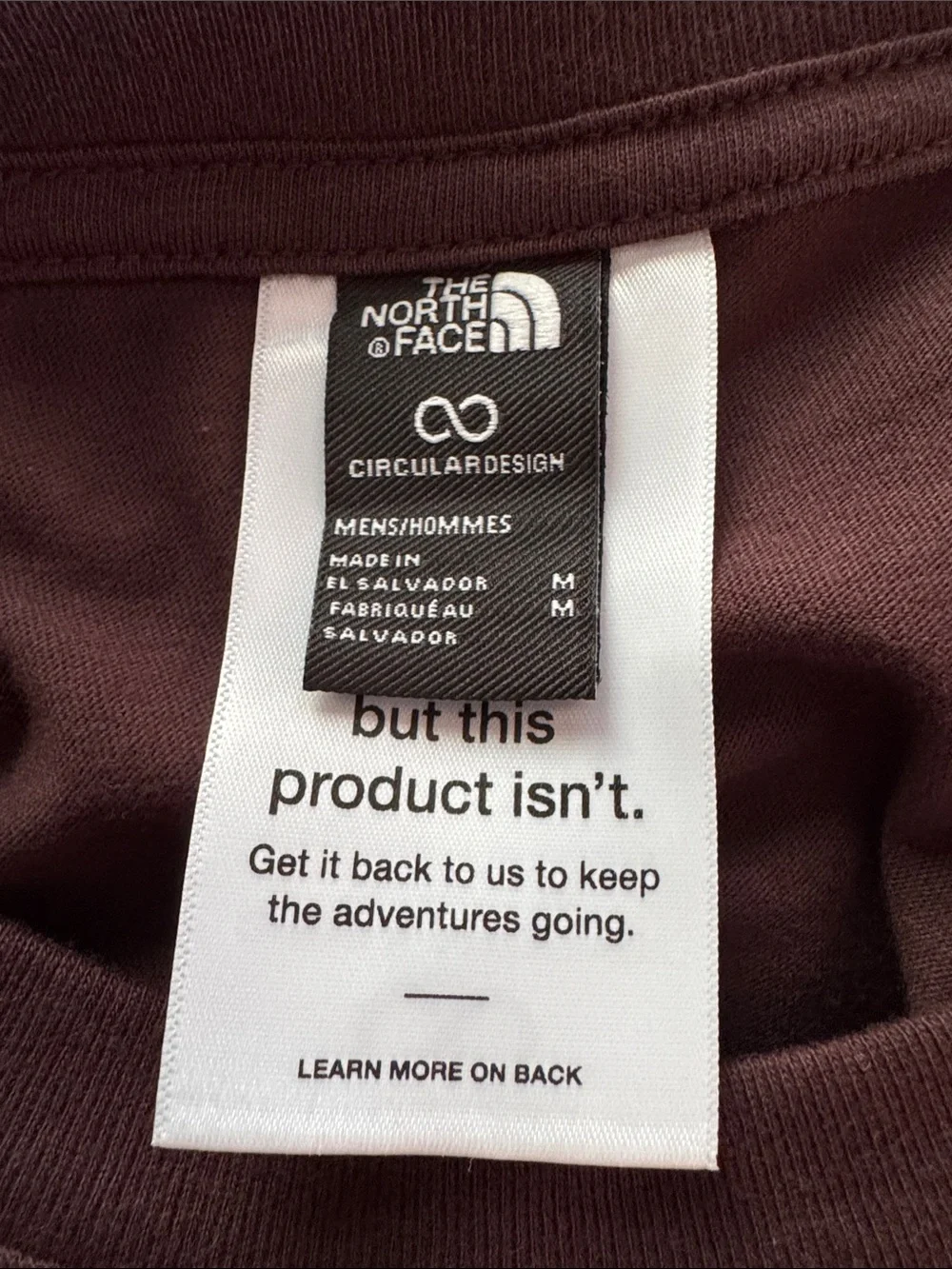 The North Face mens brown short sleeve t-shirt Never Stop Exploring size M.